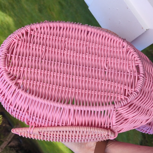 NWOT Pink Flamingo Wicker Purse Bag Basket - Picture 6 of 13